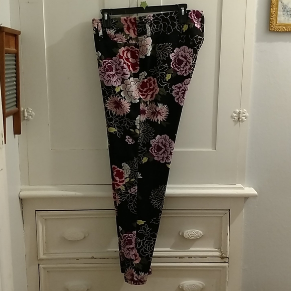 Terra Sky printed black stretch pants Sz 1X - Picture 1 of 6